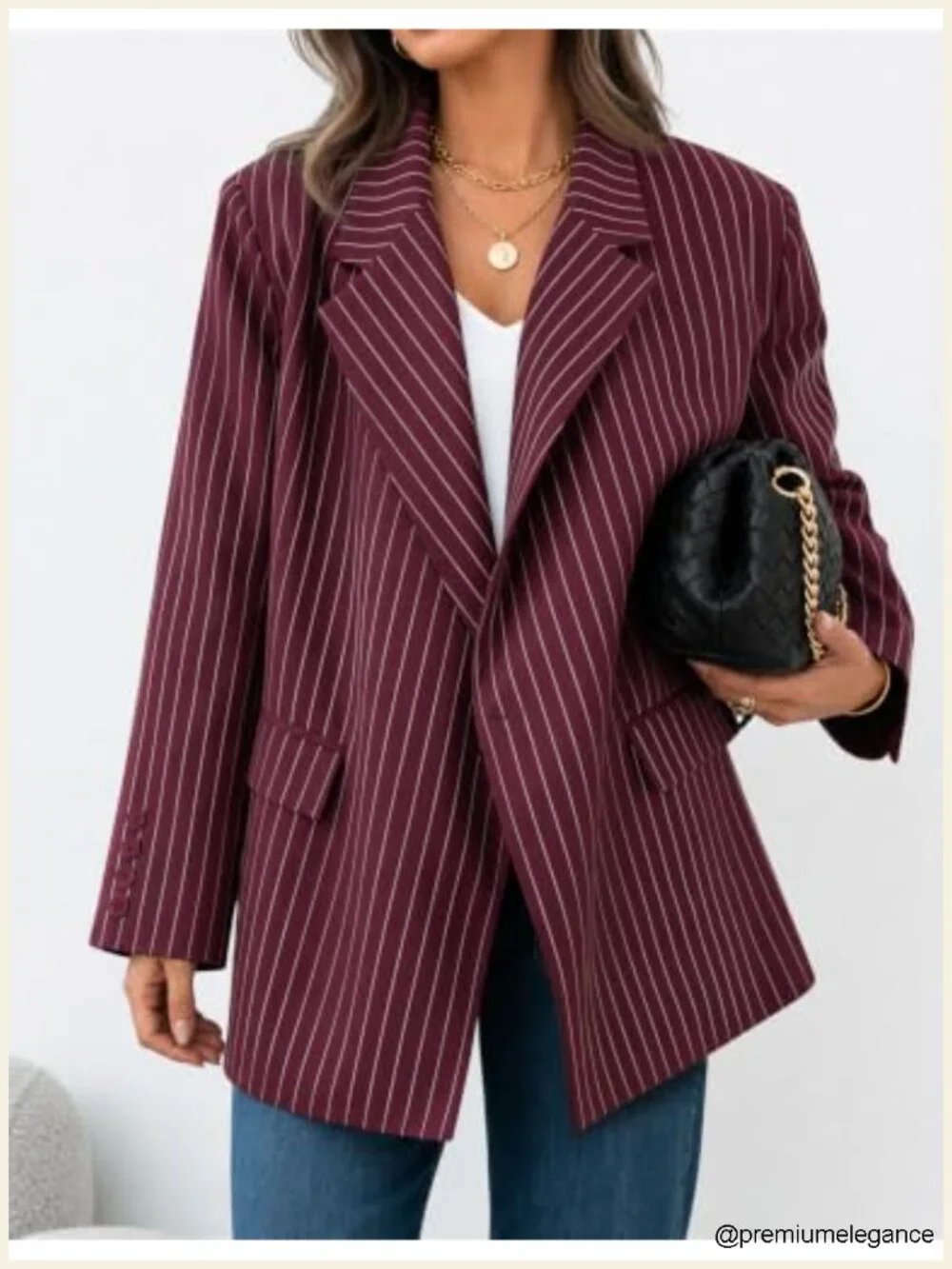 Striped Blazer Women Business Casual Open Front Long Sleeve Suit Jacket